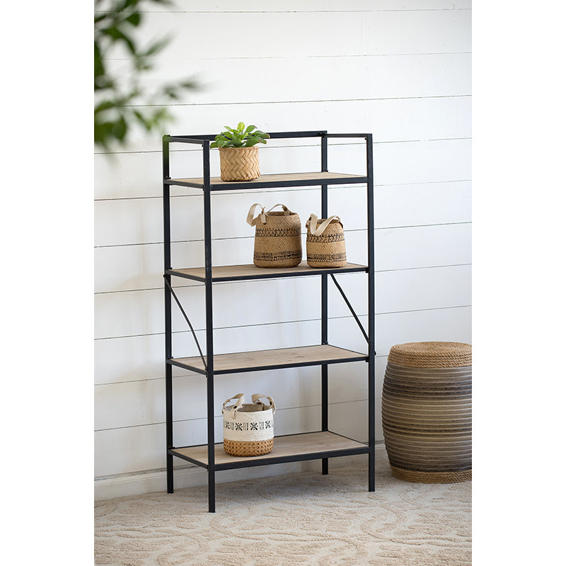 A&B Home 47" x 24" Bundle of 11 Rectangular Black Metal Frame Four-Tiered Wooden Shelves