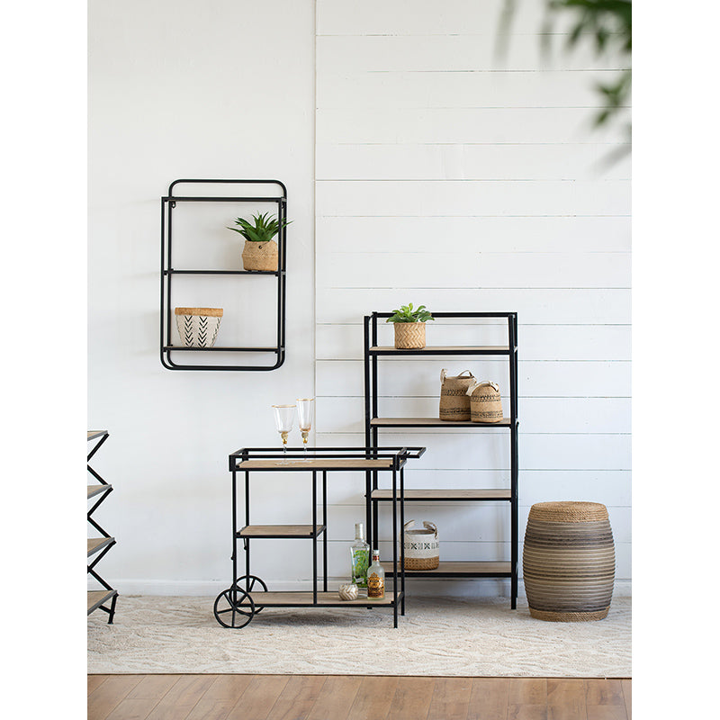 A&B Home 47" x 24" Bundle of 11 Rectangular Black Metal Frame Four-Tiered Wooden Shelves