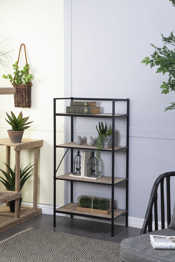 A&B Home 47" x 24" Bundle of 11 Rectangular Black Metal Frame Four-Tiered Wooden Shelves