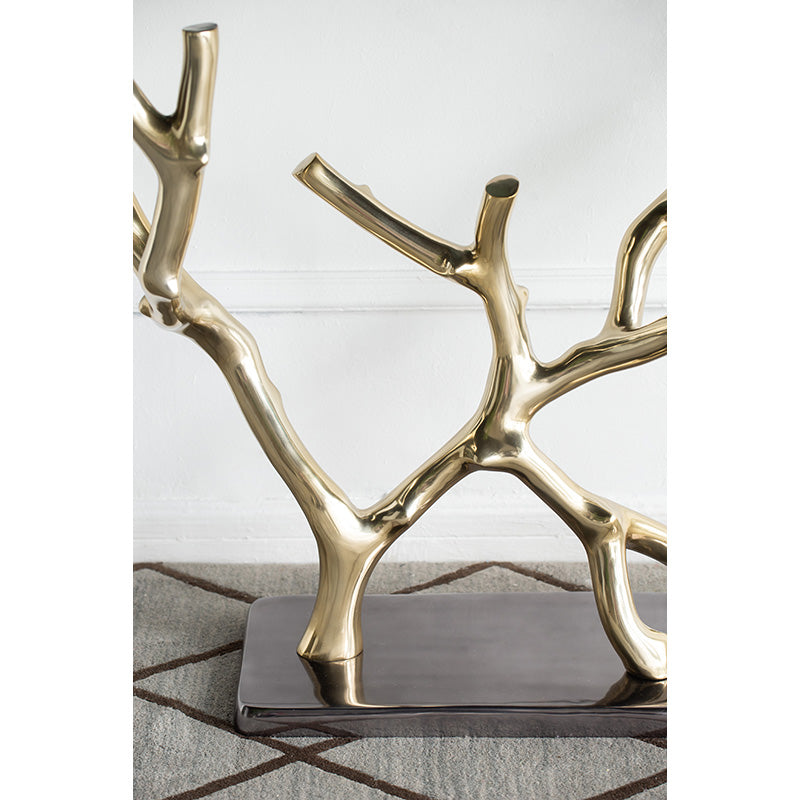 A&B Home 47" x 30" Bundle of 2 Black Nickel Rectangular Tabletop With Polished Gold Base Console Table