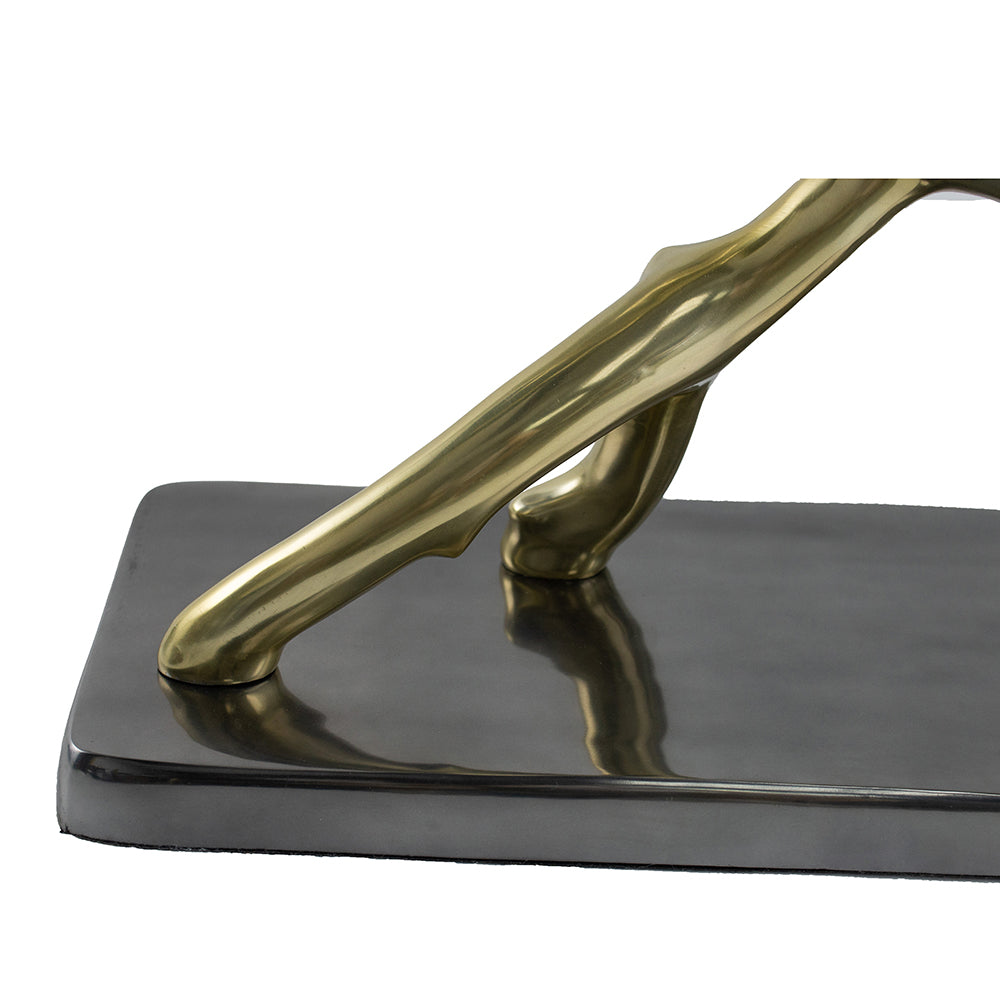 A&B Home 47" x 30" Bundle of 2 Black Nickel Rectangular Tabletop With Polished Gold Base Console Table