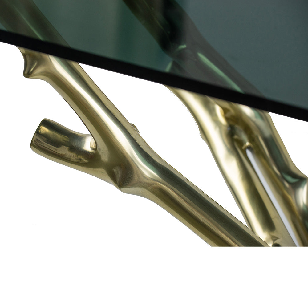 A&B Home 47" x 30" Bundle of 2 Black Nickel Rectangular Tabletop With Polished Gold Base Console Table