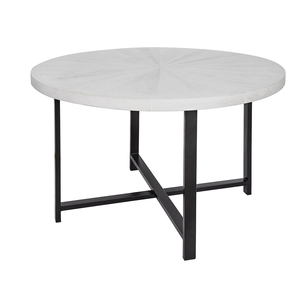 A&B Home 47" x 30" Bundle of 5 Round Whitewash Tabletop With Black Cross Legs Dining Table