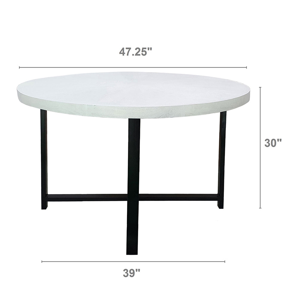 A&B Home 47" x 30" Bundle of 5 Round Whitewash Tabletop With Black Cross Legs Dining Table