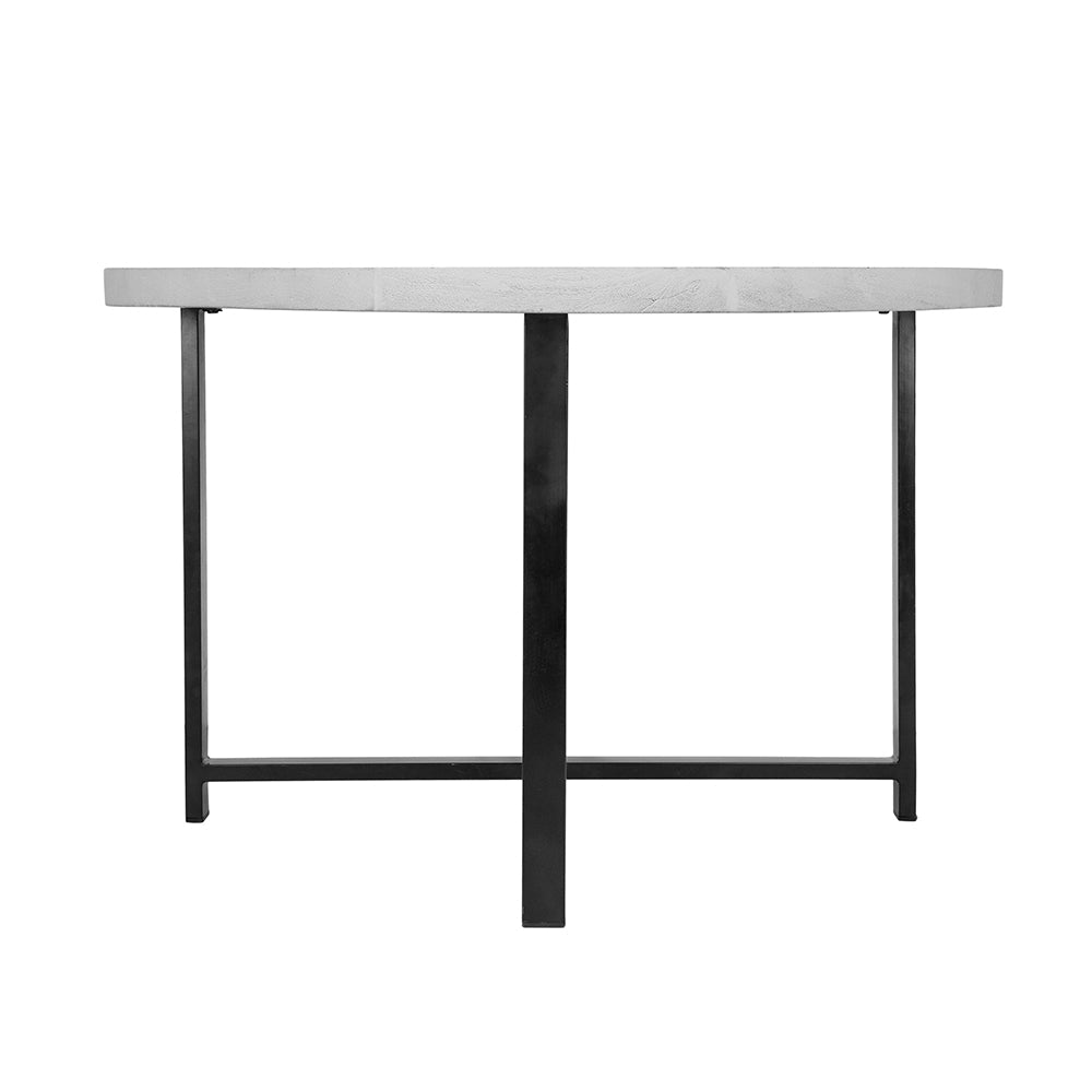 A&B Home 47" x 30" Bundle of 5 Round Whitewash Tabletop With Black Cross Legs Dining Table