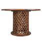 A&B Home 48" x 30" Bundle of 2 Round Brown Dining Table With Carved Jali Based