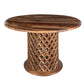 A&B Home 48" x 30" Bundle of 2 Round Brown Dining Table With Carved Jali Based