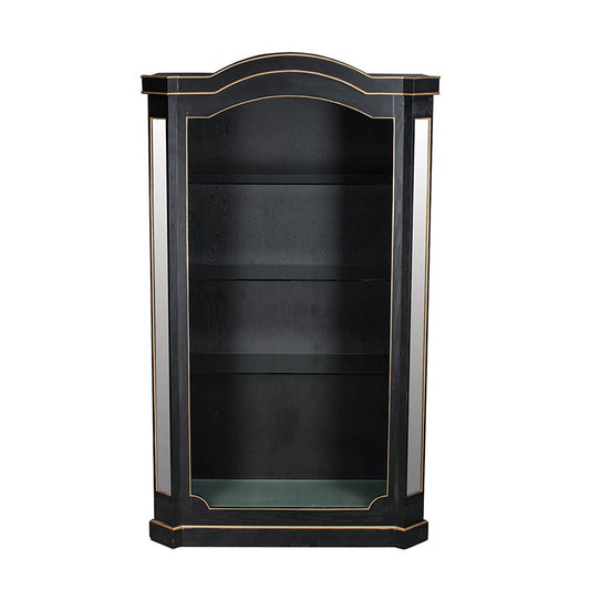 A&B Home 48" x 87" Bundle of 2 Rectangular Black and Gold Wood Frame Three-Tiered Glass Shelves