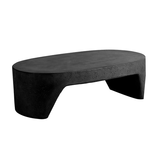 A&B Home 51" x 16" Bundle of 2 Oval Black Tabletop With Arched Concrete Coffee Table