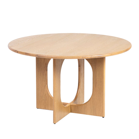 A&B Home 51" x 30" Bundle of 2 Round Dry Honey Oak Dining Table With Cut-Out Design