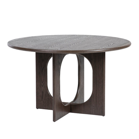 A&B Home 51" x 30" Bundle of 2 Round Rich Mocha Brown Oak Dining Table With Cut-Out Design