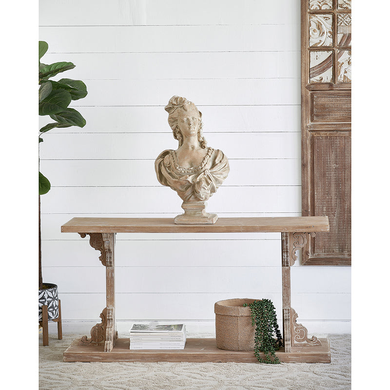 A&B Home 54" x 28" Bundle of 6 Rectangular Wood and White Wooden Frame Two-Tiered Wood Shelves