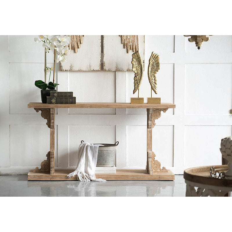 A&B Home 54" x 28" Bundle of 6 Rectangular Wood and White Wooden Frame Two-Tiered Wood Shelves