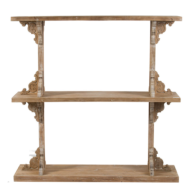 A&B Home 54" x 54" Bundle of 4 Rectangular Whitewash Two-Tiered Wooden Shelf With Scrollwork Accent