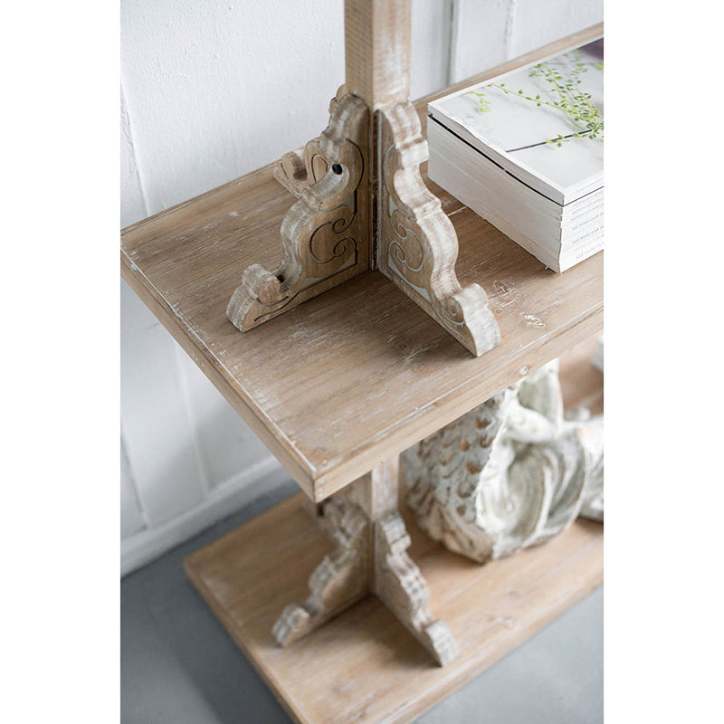 A&B Home 54" x 54" Bundle of 4 Rectangular Whitewash Two-Tiered Wooden Shelf With Scrollwork Accent