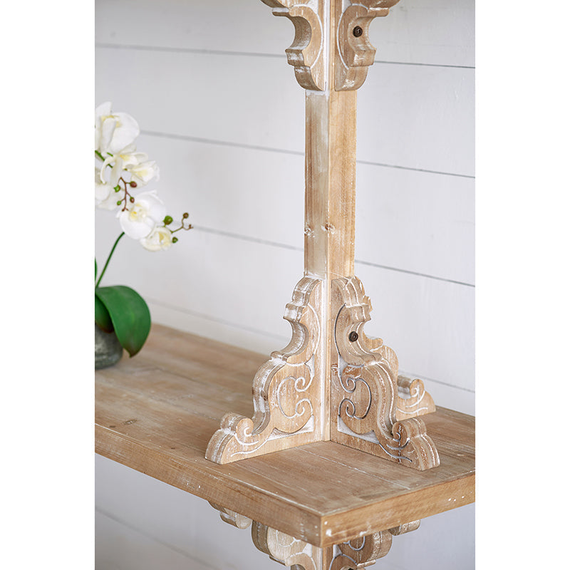 A&B Home 54" x 54" Bundle of 4 Rectangular Whitewash Two-Tiered Wooden Shelf With Scrollwork Accent