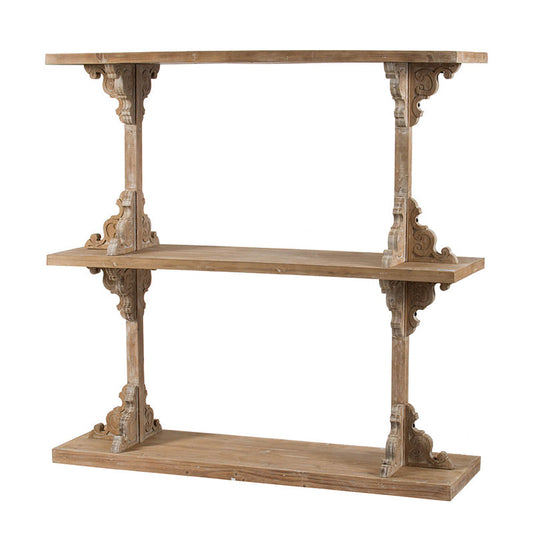 A&B Home 54" x 54" Bundle of 4 Rectangular Whitewash Two-Tiered Wooden Shelf With Scrollwork Accent