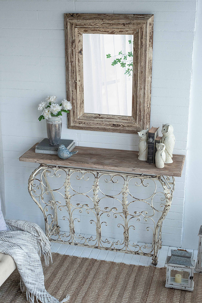 A&B Home 55" x 39" Bundle of 4 Rectangular Wood Tabletop With Antique White Console Table