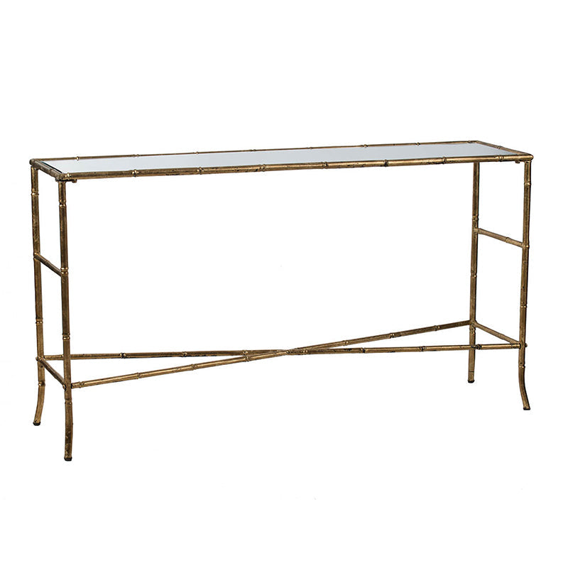 A&B Home 56" x 30" Bundle of 11 Antique Gold Mirrored Tabletop Console Table With Criss-Cross Details