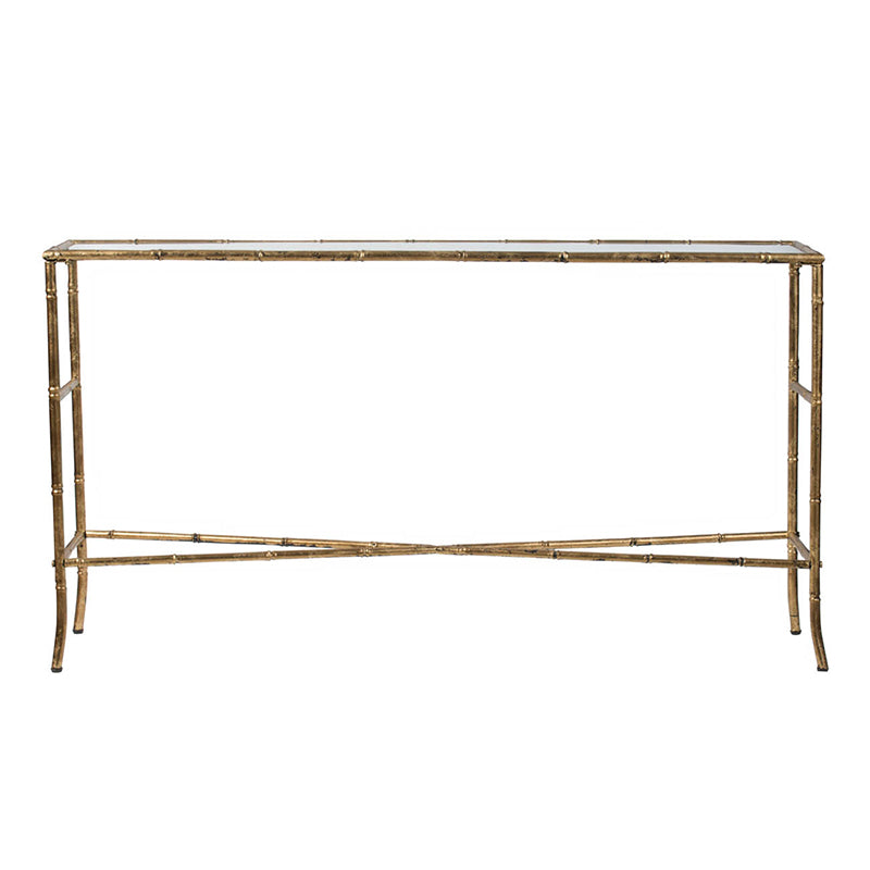 A&B Home 56" x 30" Bundle of 12 Antique Gold Mirrored Tabletop Console Table With Criss-Cross Details