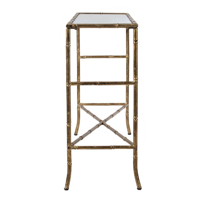 A&B Home 56" x 30" Bundle of 12 Antique Gold Mirrored Tabletop Console Table With Criss-Cross Details