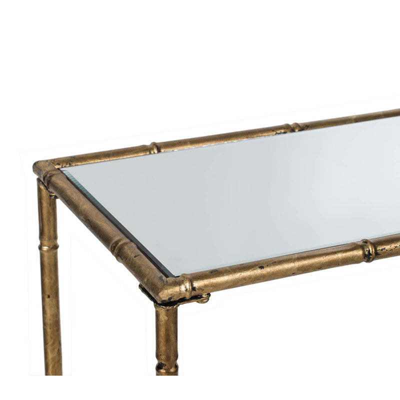 A&B Home 56" x 30" Bundle of 12 Antique Gold Mirrored Tabletop Console Table With Criss-Cross Details