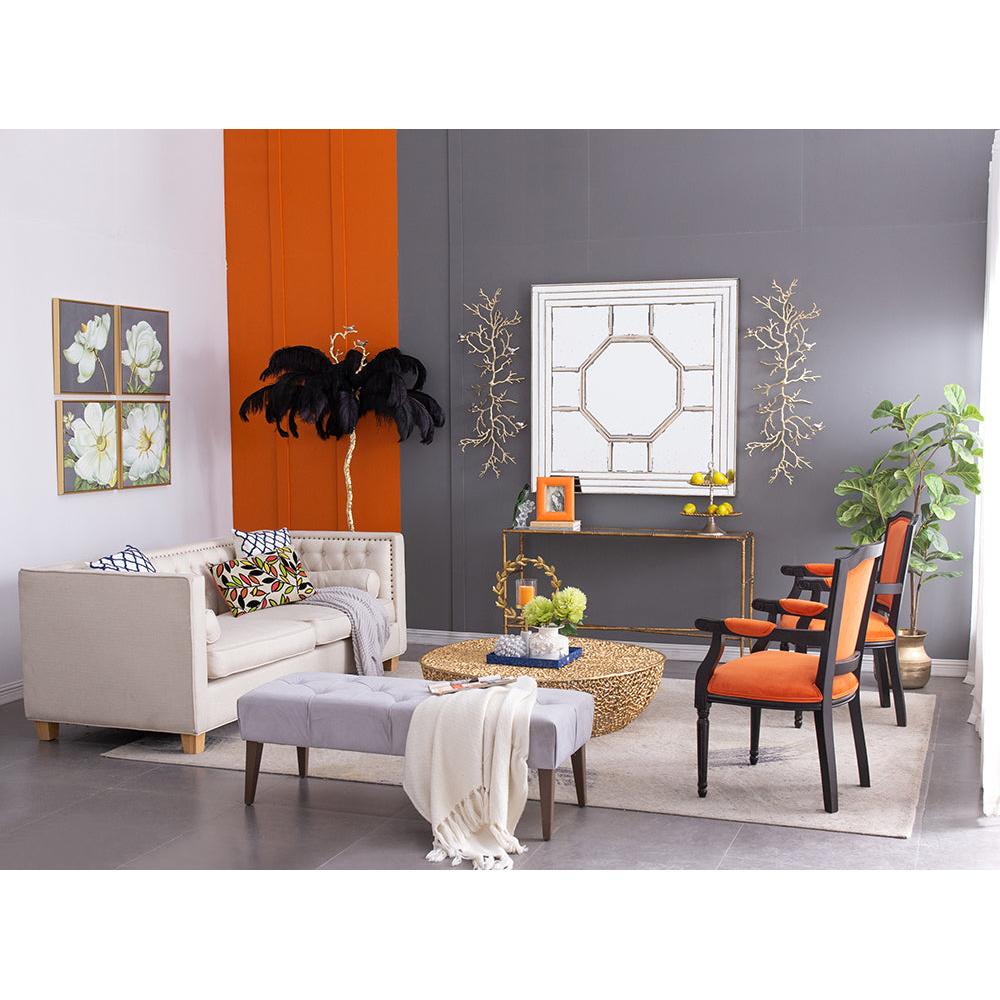 A&B Home 56" x 30" Bundle of 12 Antique Gold Mirrored Tabletop Console Table With Criss-Cross Details