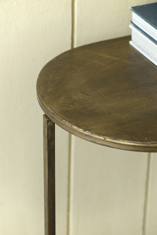 A&B Home 57" x 31" Bundle of 12 Oval Bronze Tabletop With Two Matching Shelves Console Table