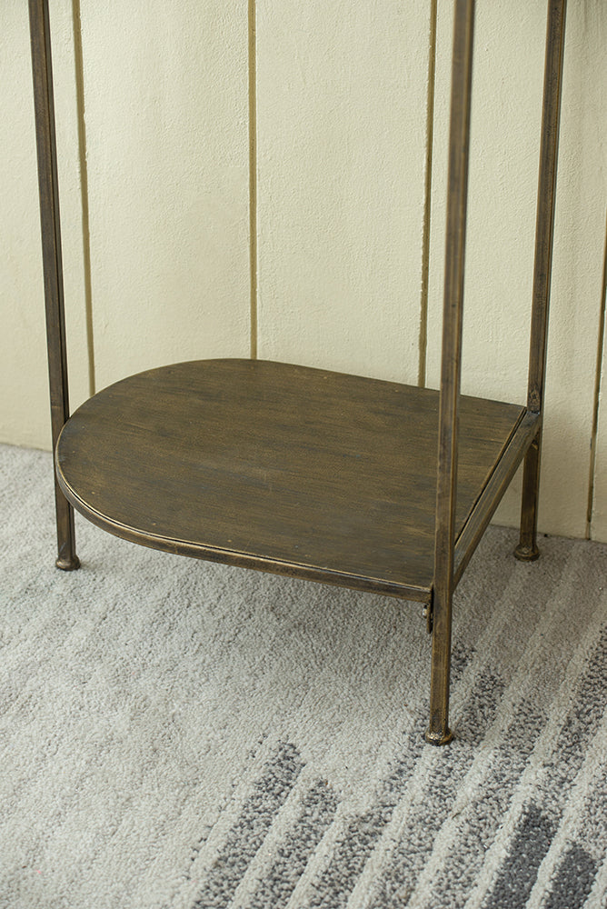 A&B Home 57" x 31" Bundle of 12 Oval Bronze Tabletop With Two Matching Shelves Console Table