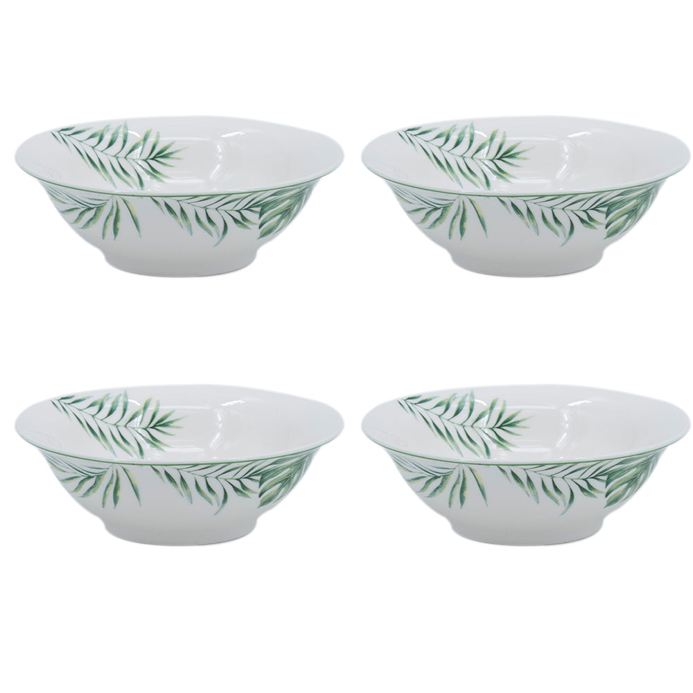 A&B Home 6" Bundle of 49 Set Of Four Round White and Green Botanical Print Cereal Bowls