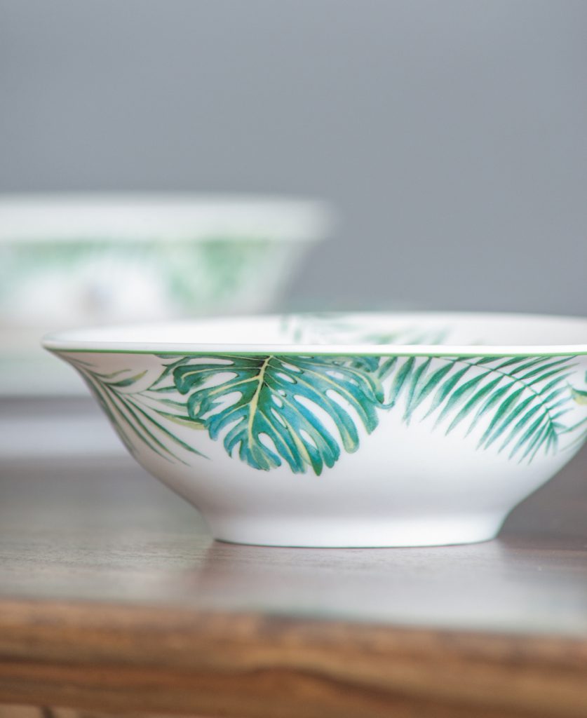 A&B Home 6" Bundle of 49 Set Of Four Round White and Green Botanical Print Cereal Bowls