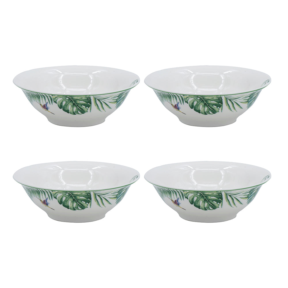 A&B Home 6" Bundle of 49 Set Of Four Round White and Green Botanical Print Cereal Bowls