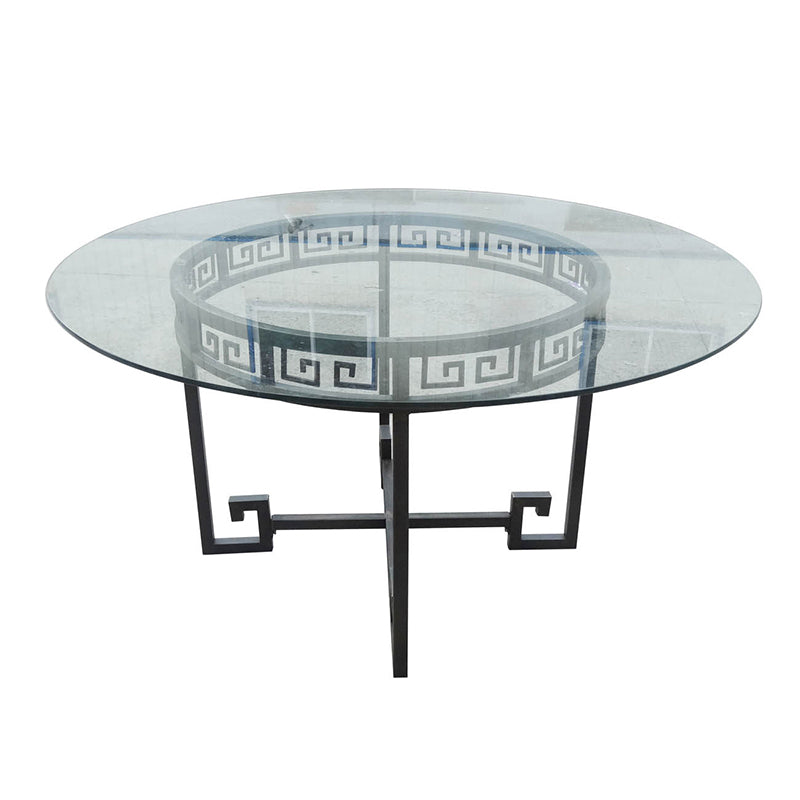 A&B Home 62" x 30" Bundle of 3 Round Glass Tabletop With Black Metal Legs Dining Table