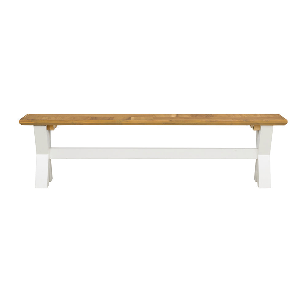 A&B Home 69" x 19" Bundle of 7 Long Brown and White Cross Bench