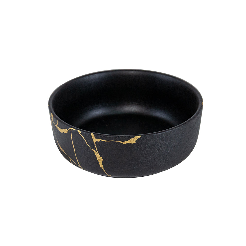 A&B Home 7" Bundle of 168 Round Neutral Black With Gold Details Serving Bowl