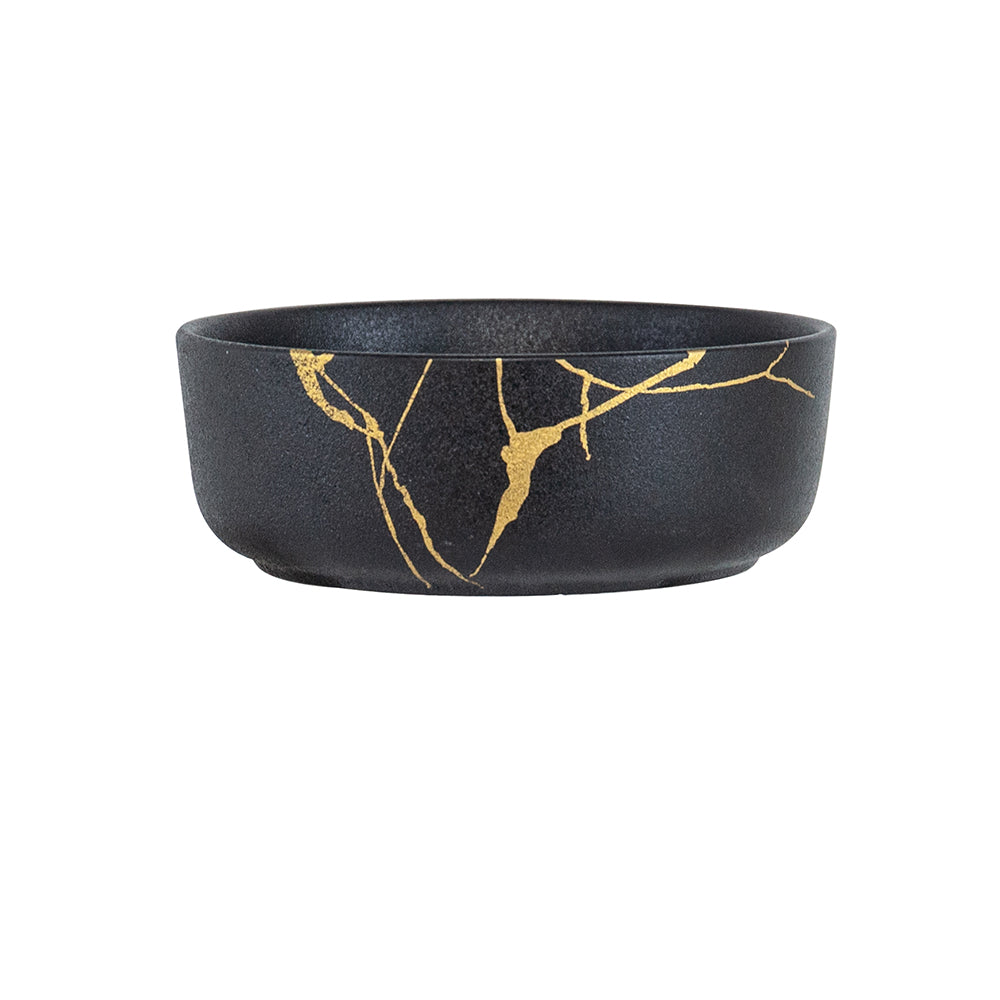 A&B Home 7" Bundle of 168 Round Neutral Black With Gold Details Serving Bowl