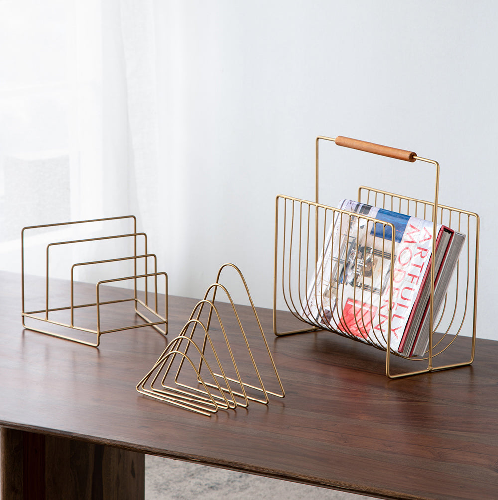 A&B Home 7" Bundle of 174 Gold Metal Magazine Rack