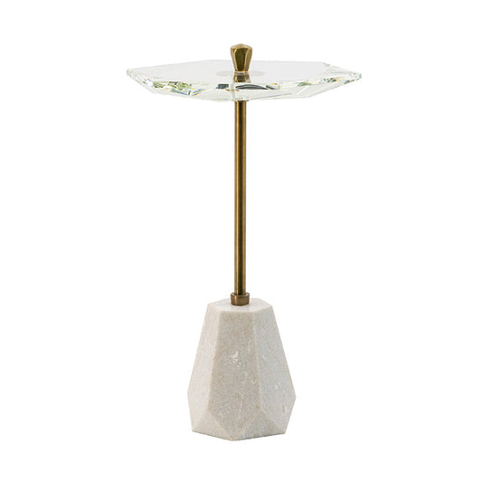 A&B Home 7" x 24" Bundle of 6 Unique Glass Tabletop With Gold Metal Body and Pentagonal White Marble Base