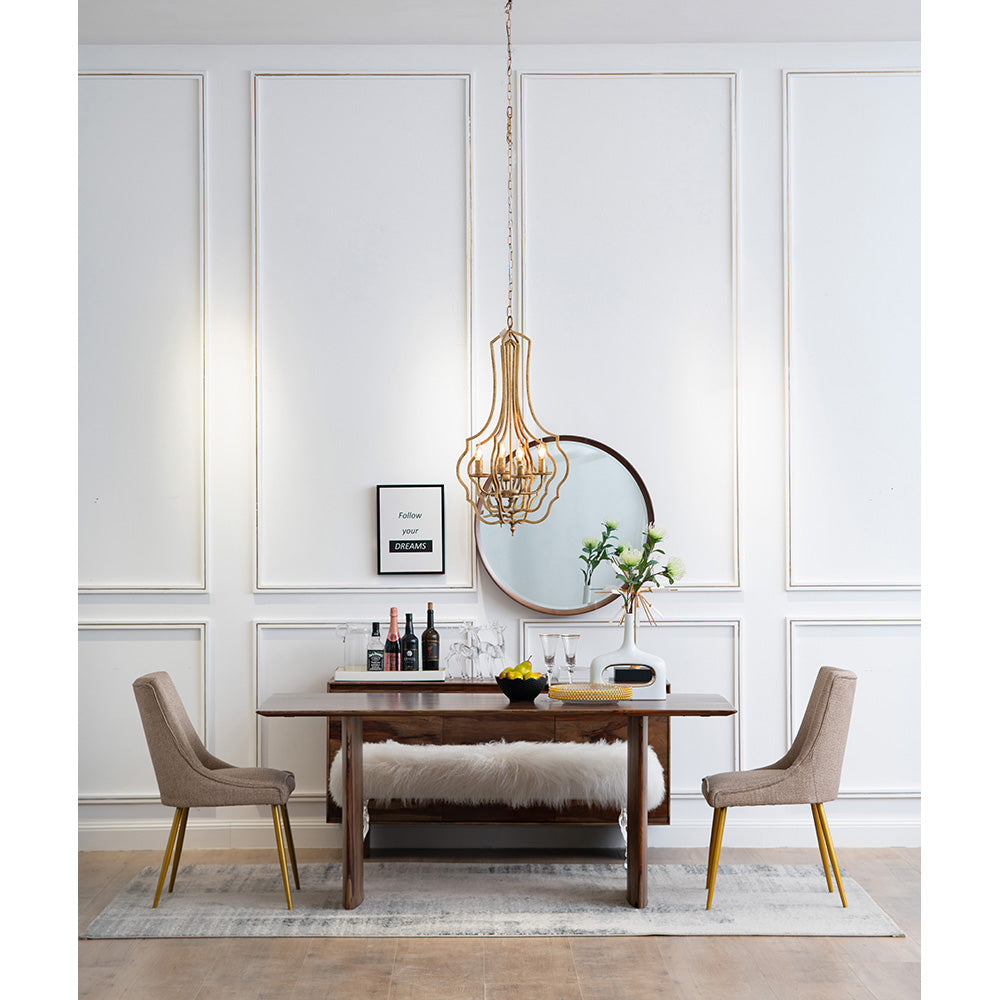 A&B Home 71" x 30" Bundle of 3 Brown Rectangular Dining Table With Panel Legs