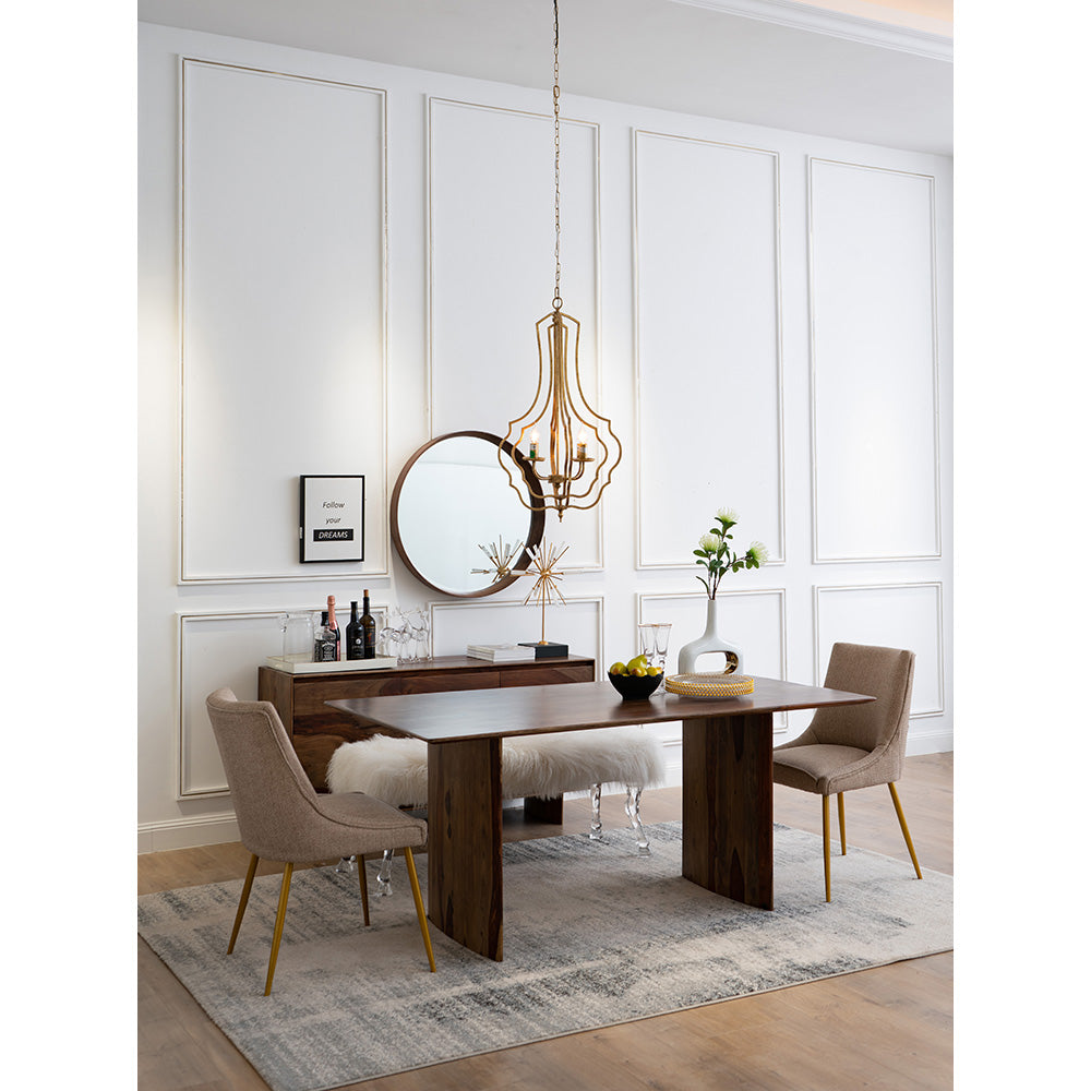 A&B Home 71" x 30" Bundle of 3 Brown Rectangular Dining Table With Panel Legs