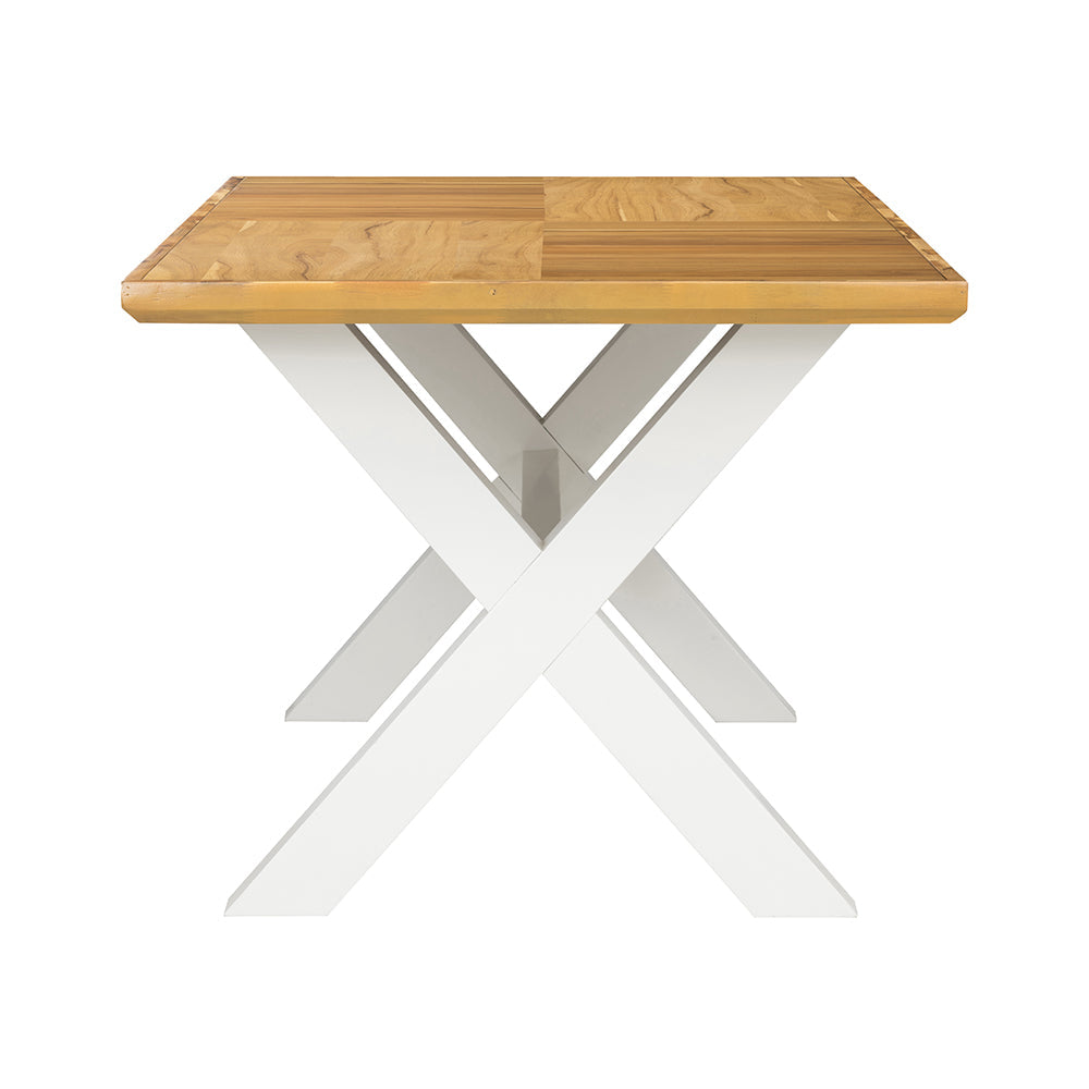 A&B Home 75" x 30" Bundle of 4 Rectangular Natural Brown Tabletop and White Cross-Leg Dining Table