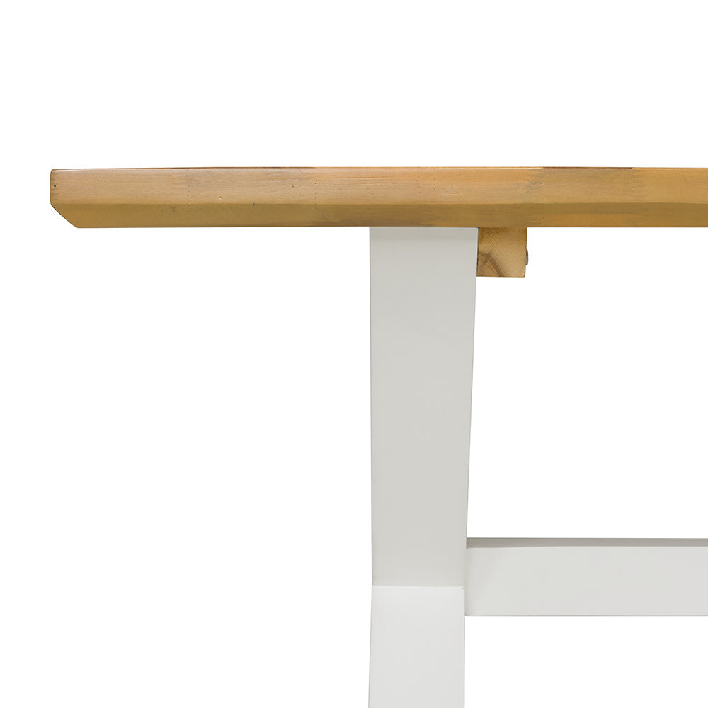 A&B Home 75" x 30" Bundle of 4 Rectangular Natural Brown Tabletop and White Cross-Leg Dining Table