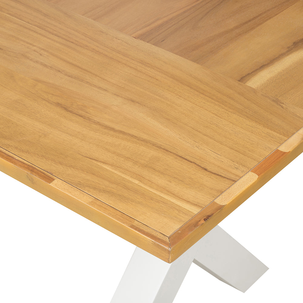 A&B Home 75" x 30" Bundle of 4 Rectangular Natural Brown Tabletop and White Cross-Leg Dining Table