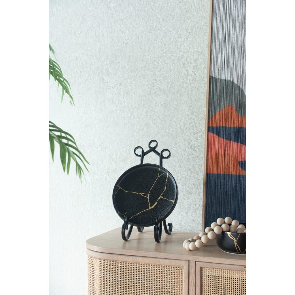 A&B Home 8" Bundle of 168 Japanese-Inspired Black With Gold Detail Dinner Plate