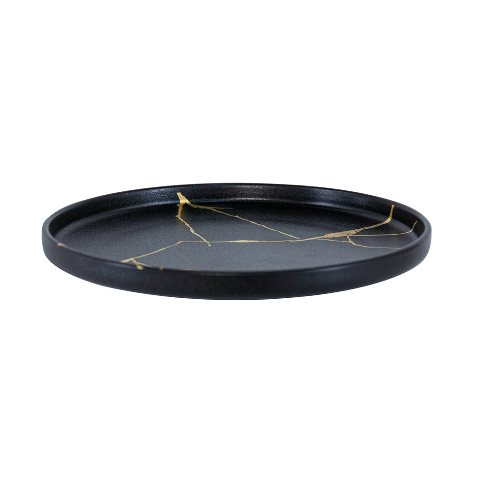 A&B Home 8" Bundle of 168 Japanese-Inspired Black With Gold Detail Dinner Plate