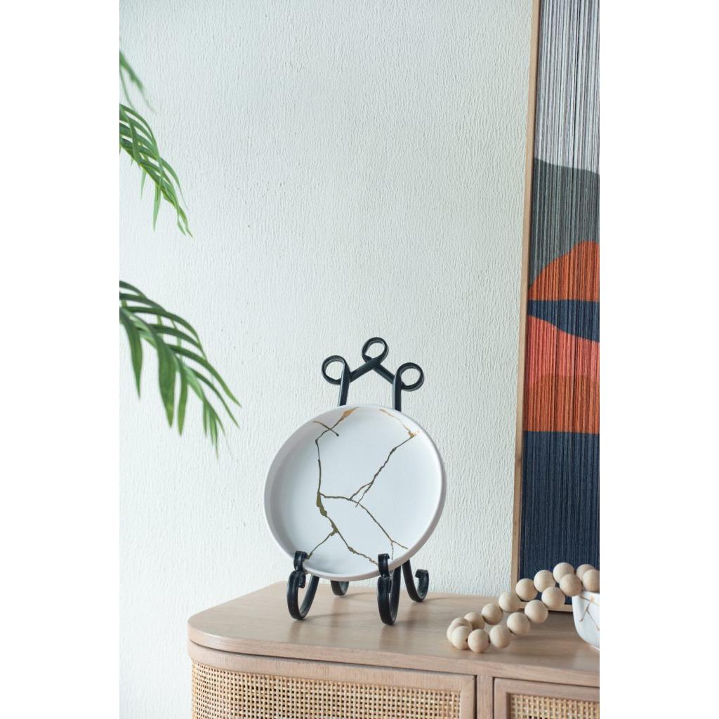 A&B Home 8" Bundle of 168 Japanese-Inspired White With Gold Detail Dinner Plate