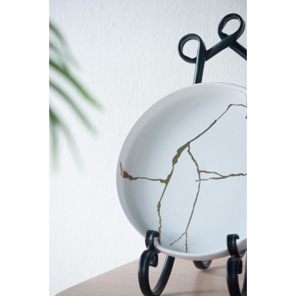 A&B Home 8" Bundle of 168 Japanese-Inspired White With Gold Detail Dinner Plate