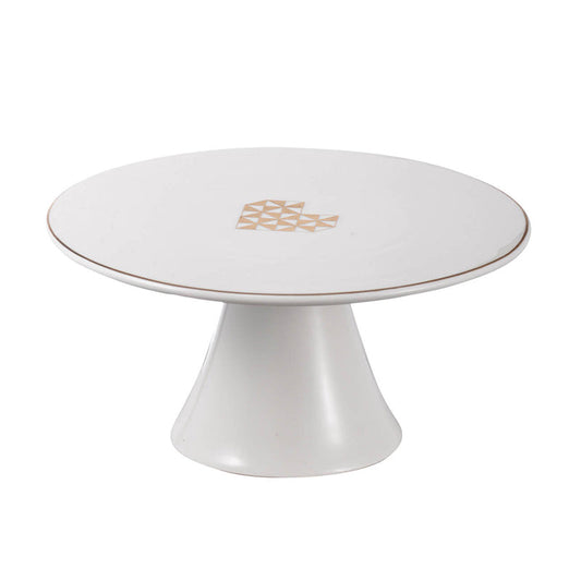A&B Home 8" x 8" Bundle of 103 Amore Round Creamy White Cake Stand With Gold Accent