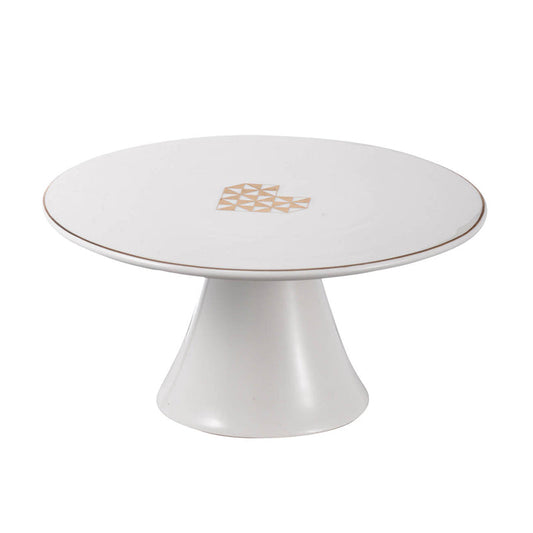 A&B Home 8" x 8" Bundle of 30 Amore Round Creamy White Cake Stand With Gold Accent