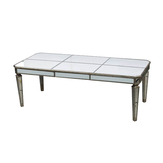 A&B Home 89" x 31" Bundle of 2 Rectangular Antique Silver Mirrored Coffee Table